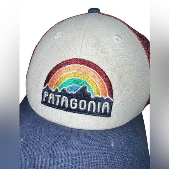 Patagonia Hat Snapback Trucker Cap Mesh Back Rainbow Maroon Blue - Picture 3 of 9